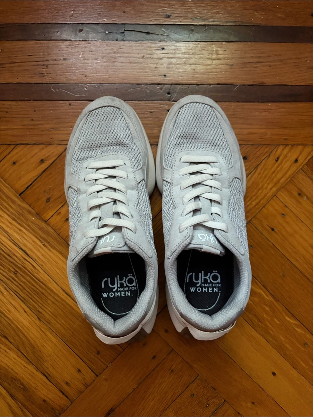 Ryka Light Gray Mesh Lace-Up Sneakers Size 6 1/2